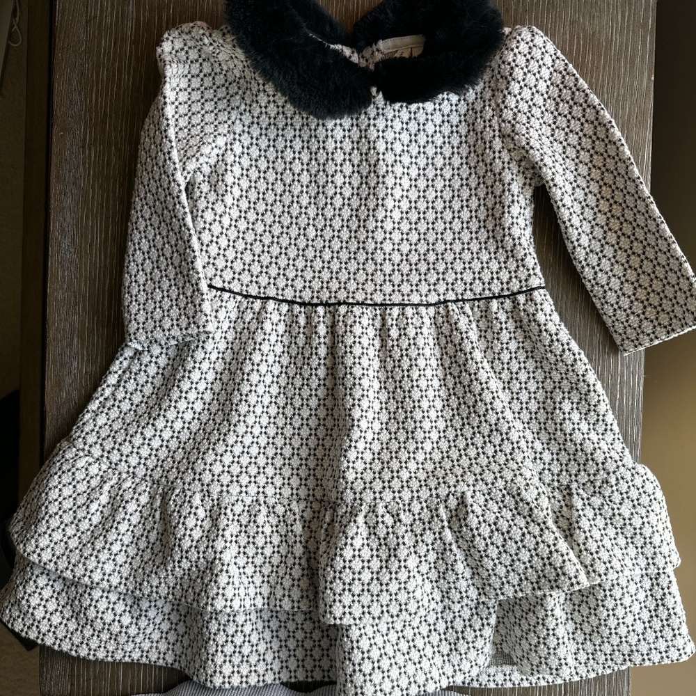 Janie and Jack fur collar girls dress 2T